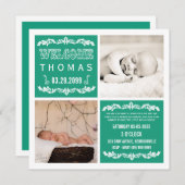 Moderne Emerald Baby Sip & See Party Foto Cards Einladung (Vorne/Hinten)
