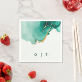 Moderne Emerald Gold Aquamarin Monogram Beach Hoch Serviette (Beispiel)