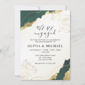 Moderne Emerald Gold-Engagement-Partei Einladung (Vorderseite)