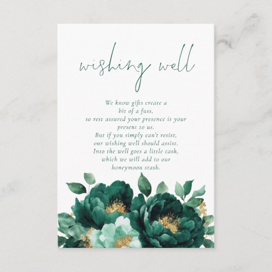 Moderne Emerald Gold Florals Hochzeitsfeiern Begleitkarte (Vorderseite)