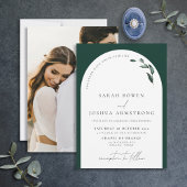 Moderne Emerald Green Arch Botanical Foto Wedding Einladung