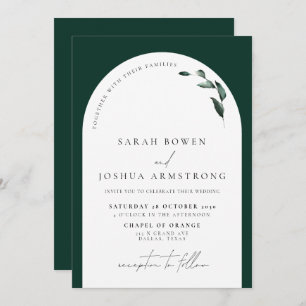 Moderne Emerald Green Botanical Script Wedding Einladung