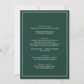 Moderne Emerald Green Formal Minimal Wedding Einladung (Rückseite)