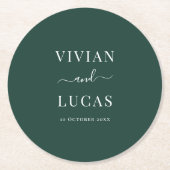 Moderne Emerald Green Formal Minimal Wedding Runder Pappuntersetzer (Vorderseite)