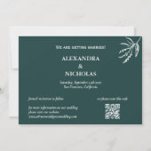 Moderne Emerald Green & Foto QR Code Wedding Save The Date (Rückseite)
