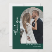 Moderne Emerald Green Foto Wedding Dankeskarte (Vorderseite)