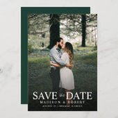 Moderne Emerald Green Foto Wedding Save The Date (Vorne/Hinten)