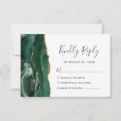 Moderne Emerald Green Gold Agate Wedding RSVP Card Karte (Vorderseite)