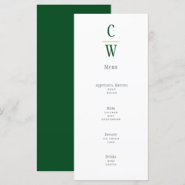 Moderne Emerald Green Gold Wedding Mit Monogramm Menükarte