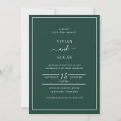 Moderne Emerald Green Minimal Wedding Einladung (Vorderseite)