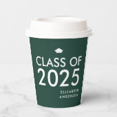 Moderne Emerald Green Personalisiert Graduation Pa Pappbecher (Rückseite)