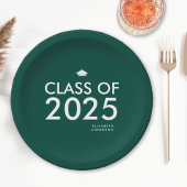 Moderne Emerald Green Personalisiert Graduation Pa Pappteller