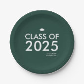 Moderne Emerald Green Personalisiert Graduation Pa Pappteller (Vorderseite)