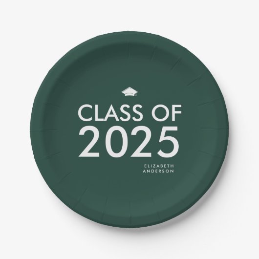Moderne Emerald Green Personalisiert Graduation Pa Pappteller (Vorderseite)