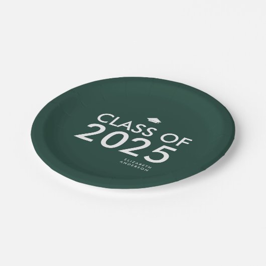 Moderne Emerald Green Personalisiert Graduation Pa Pappteller (Schrägansicht)