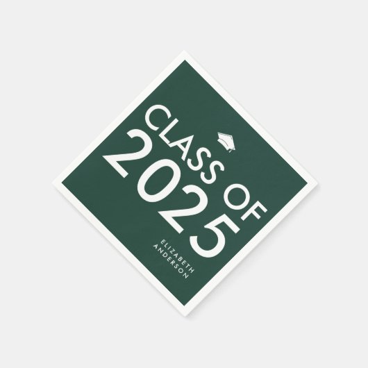 Moderne Emerald Green Personalisiert Graduation Pa Serviette (Ecke)