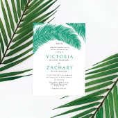 Moderne Emerald Green Summer Palm Blätter Wedding Einladung