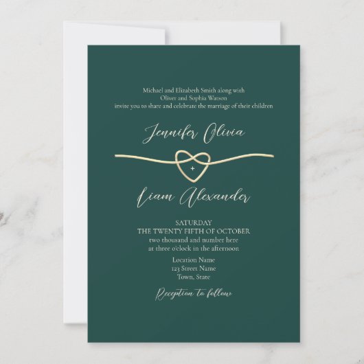Moderne Emerald Green Wedding Einladung (Vorderseite)