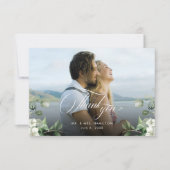 Moderne Emerald Greenery Foto Wedding Dankeskarte (Vorderseite)