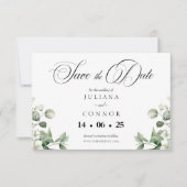 Moderne Emerald Greenery Save the Date Card (Vorderseite)
