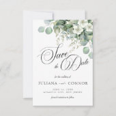 Moderne Emerald Greenery Save the Date Card (Vorderseite)
