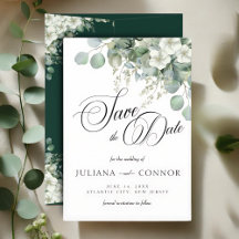 Moderne Emerald Greenery Save the Date Card