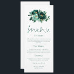 Moderne Emerald und Gold Florals Wedding Menu Card Einladung<br><div class="desc">Moderne Emerald und Gold Florals Wedding Menu Card. Verfügbar in digitaler Form und gedruckt. Schöne Blume stehen an der Spitze,  mit einem eleganten Menu-Skript und leicht zu personalisieren die Erholung des Textes auf Ihre Bedürfnisse.</div>