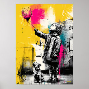 Moderne emotionale Kindheitsballon-Wandkunst Poster