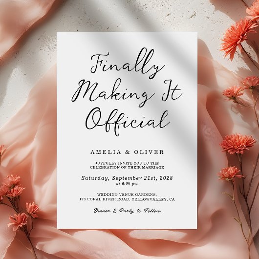 Moderne 'Endlich offiziell machen' Hochzeit Einladung