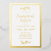 Moderne Engagement Party Gold Leaf Elegant Folieneinladung (Vorderseite)