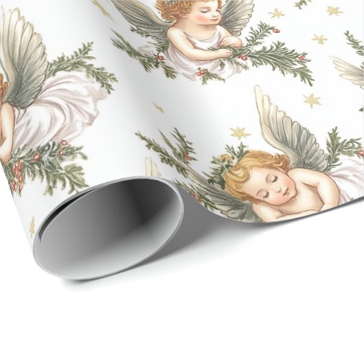 Moderne Engelmuster Geschenkpapier (Rolleneckpunkt)