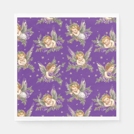 Moderne Engelmuster lila Serviette (Vorderseite)