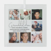 Moderne Enkel Foto Collage Glass Ornament Aus Glas (Vorderseite)