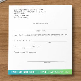 Moderne Entschuldigung Kieferorthopädische Termine Notizblock