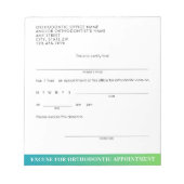 Moderne Entschuldigung Kieferorthopädische Termine Notizblock (Vorderseite)