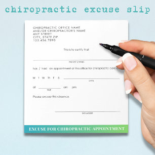 Moderne Entschuldigung schleichende chiropraktisch Notizblock