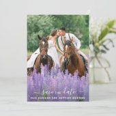 Moderne Equine Personalisiert Pet Foto Save The Date (Stehend Vorderseite)