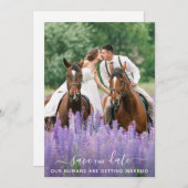 Moderne Equine Personalisiert Pet Foto Save The Date (Vorne/Hinten)