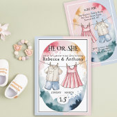 Moderne Er oder Sie Aquarellkleidung Geschlecht of Einladung