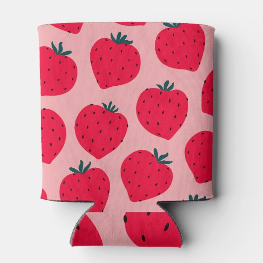 Moderne Erdbeere Rosa Nahtloses Muster Dosenkühler (Rückseite)