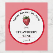 Moderne Erdbeere Weinflasche Weinetikett (Einzelnes Label)