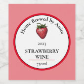 Moderne Erdbeere Weinflasche Weinetikett (Einzelnes Label)