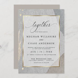 Moderne erdfarbene Splitter aus Granitstein Einladung