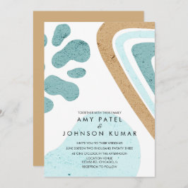 Moderne, erdfarbene Tone Formen Hellblaue Beige Ho Einladung