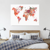 Moderne, erdfarbene Wasserfarbe Weltkarte Leinwanddruck (Insitu (Schlafzimmer))