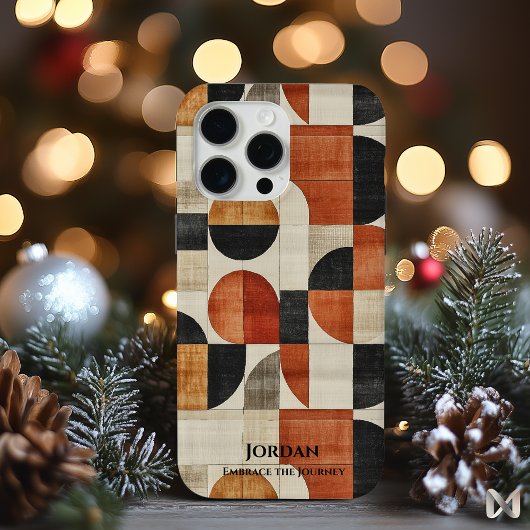 Moderne Erdgeometrie - Schwarze und Terrakotta Kun Case-Mate iPhone Hülle