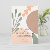 Moderne, erdgesteinte Formen Abstrakte Hochzeit Einladung (Stehend Vorderseite)