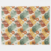 Moderne Erdig-Abstrakte Blumen-Boho-Decke Fleecedecke (Vorderseite (Horizontal))