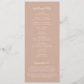 Moderne erdige neutrale einfache Hochzeit Programm (Rückseite)