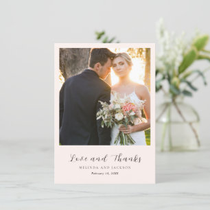 Moderne erdige neutrale Foto-Hochzeit Dankeskarte